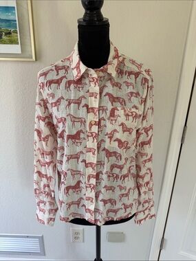 Ariat White Shirt with Red Horse Print